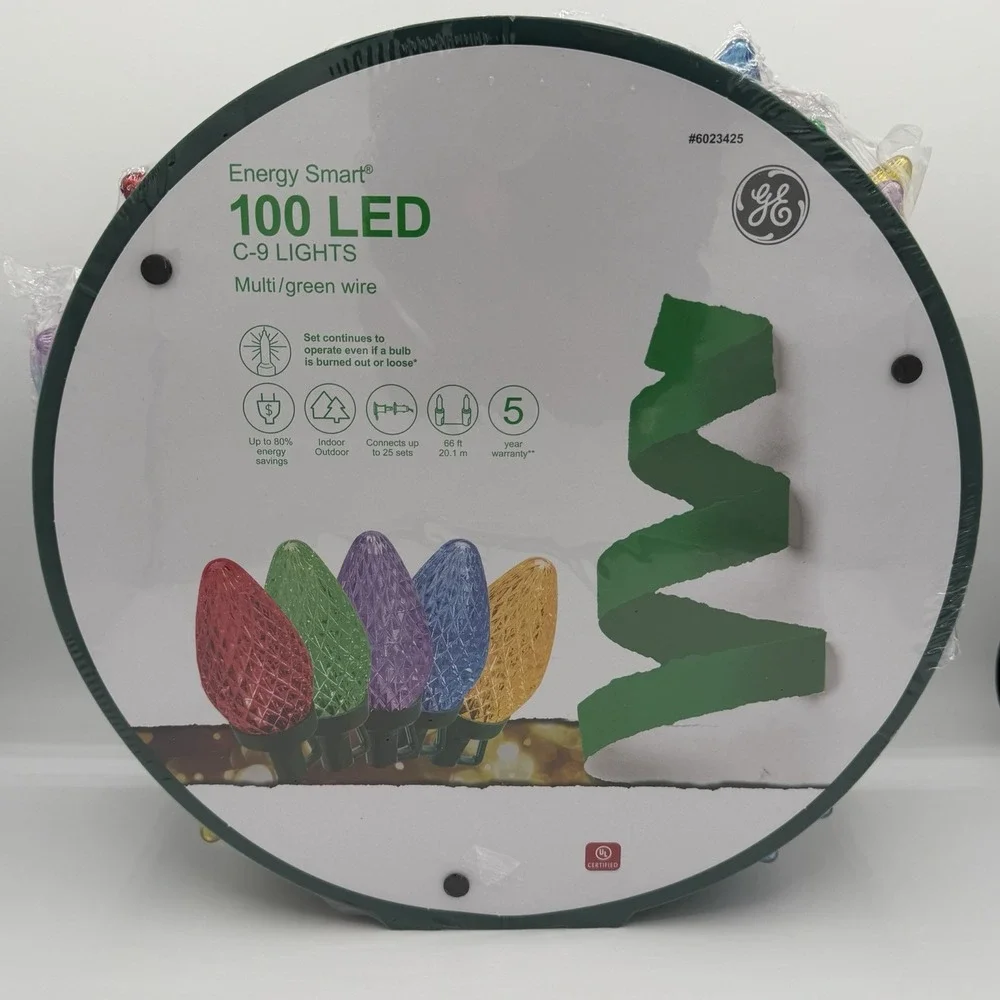 GE 100-count 66 Ft Energy Smart Multi-Color LED Diamond Cut C9 Christmas Lights